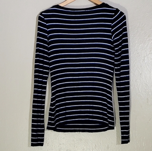 Bailey 44 Striped Key Hole Shirt - Picture 2 of 7